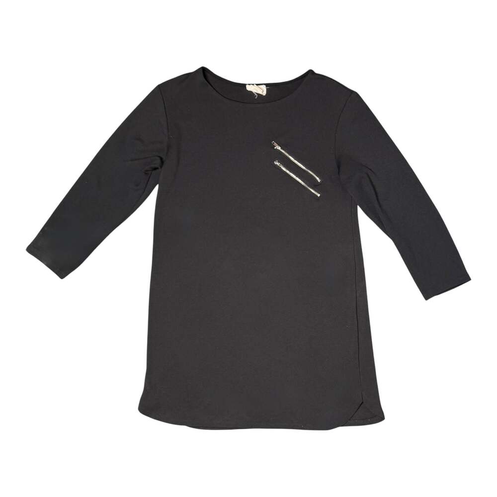 One Clothing Black Long Sleeve Mini Dress with Zipper Detail